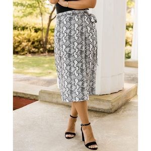 THE DROP Python Print/‎ Snake skin / Animal Print Side-Tie Wrap Skirt, S